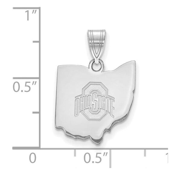 Sterling Silver Rhodium Plated The Ohio State Univ. State Pendant - Picture 2 of 4